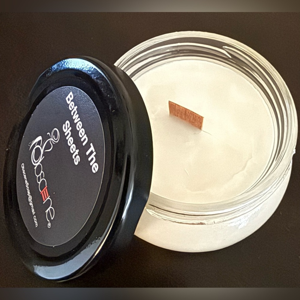 Obscene “Between The Sheets” Naughty Wooden Wick 3.5 oz Sensual Jar Candle - Picture 3 of 3
